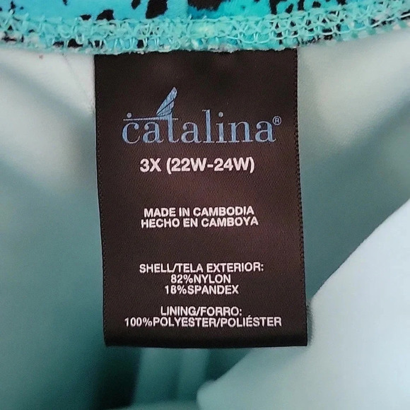 Catalina Blue Teal Snakeskin Print One Piece Swimsuit - Size 3X - Picture 6 of 6